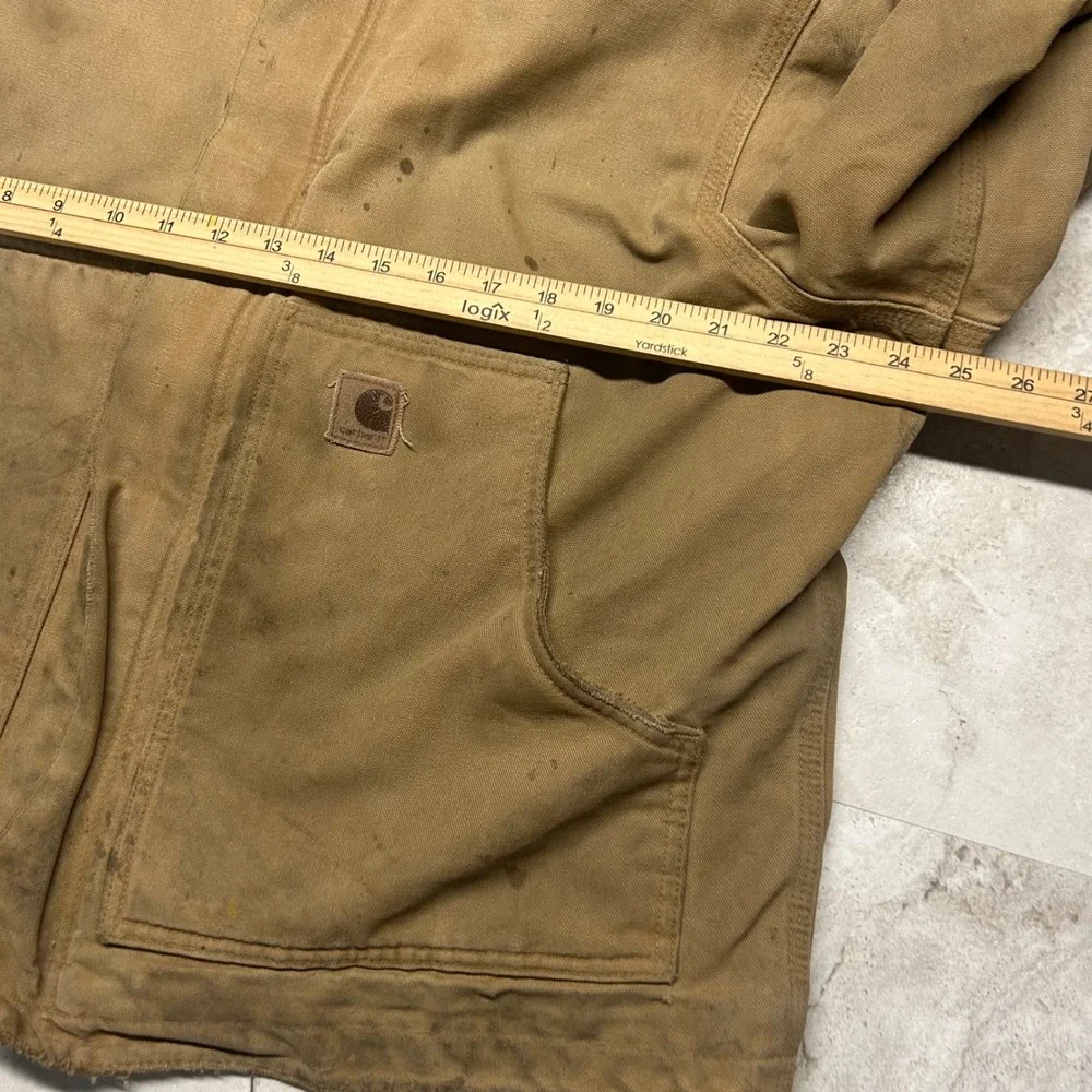 Carhartt J184 CML Arctic Sandstone Duck Jacket Brown Mens Large Distressed Work